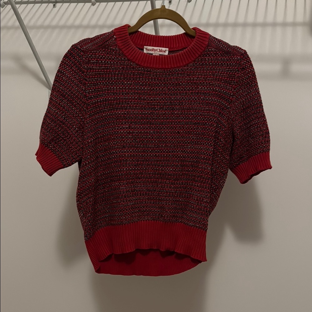 See By Chloe Women’s Red Crew Neck Sweater Size 8 (US)